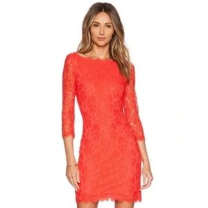 DVF Diane Von Furstenberg Zarita Dress Coral Lace Shift 8